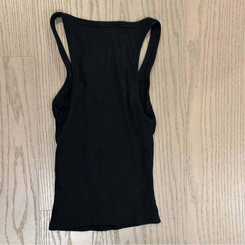 Bershka Ribbed Cotton Black Sleeveless Women's Tank Top - Picture 3 of 3